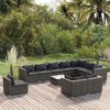 vidaXL Garden Lounge Set Grey PE rattan, powder-coated steel, plastic, glass