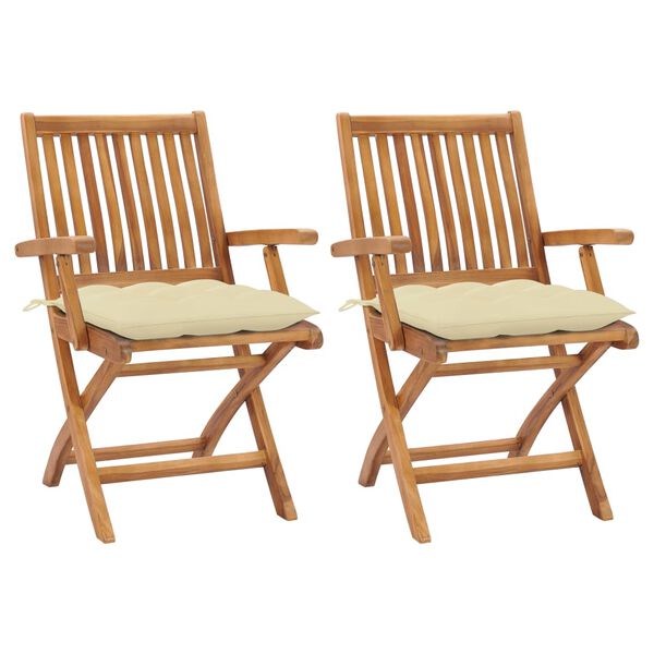 vidaXL Garden Chair Set of 2 Natural teak wood