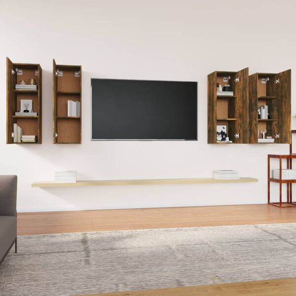 vidaXL TV Cabinet Set of 4 Smoked Oak Engineered wood Medium