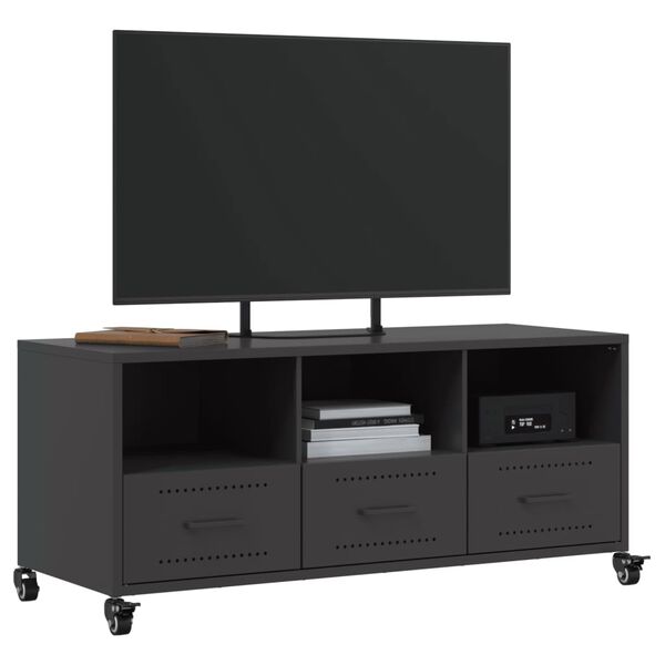 vidaXL TV Cabinet Black Cold-rolled steel Medium TV Cabinet