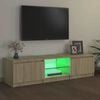 vidaXL TV Cabinet with LED Lights Sonoma Oak 55.1x15.7x14.2"