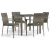 vidaXL Garden Dining Set Grey PE Rattan, Powder-Coated Steel, Tempered Glass