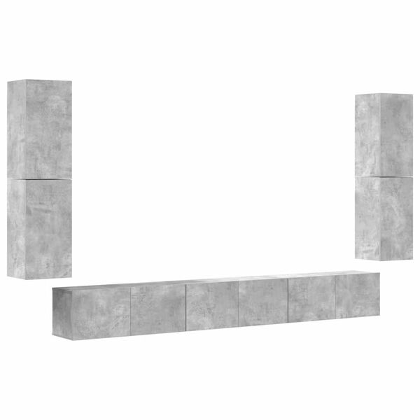 vidaXL 7 Piece TV Stand Set Concrete Gray Engineered Wood