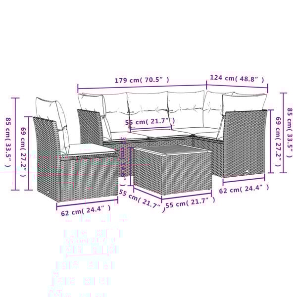 vidaXL Garden Sofa Set Beige and brown