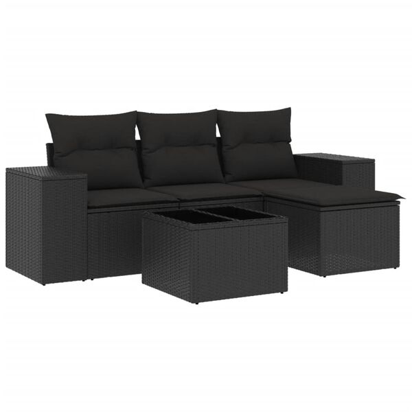 vidaXL Garden Sofa Set Black