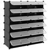 vidaXL Shoe Rack Black Polypropylene, Steel Large Modular Shoe Rack