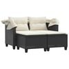 vidaXL Garden Sofa Black PE Rattan 2-Seater Adjustable Armrests