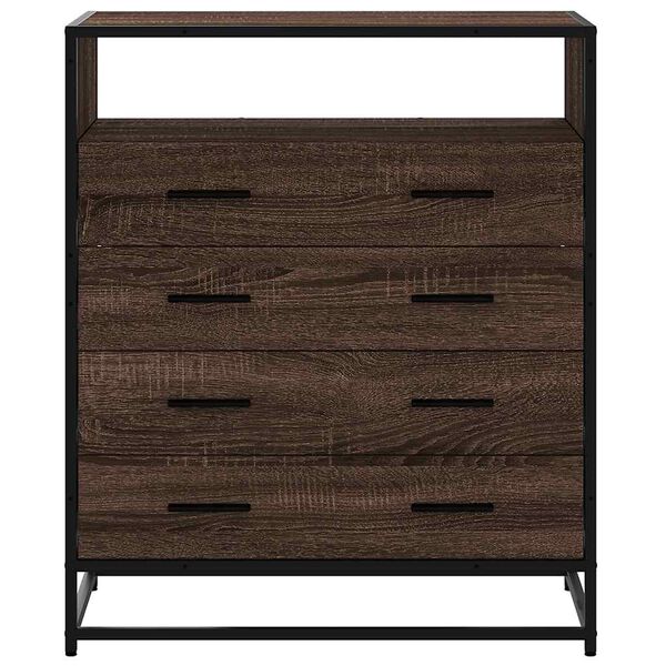 vidaXL Drawer Cabinet Brown Oak Engineered Wood, Metal