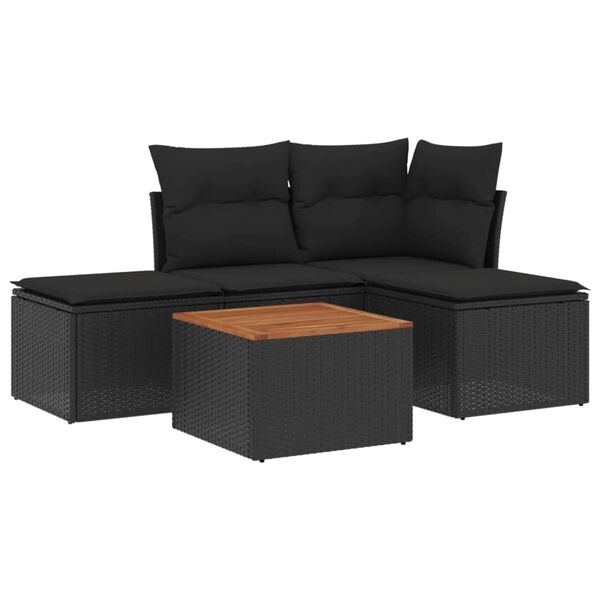 vidaXL Garden Sofa Set Black and Brown