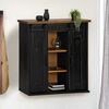 vidaXL Hanging Cabinet Black Solid Pine Wood, Metal Medium