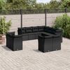 vidaXL Garden Sofa Set Black Steel, Poly Rattan Large Modular
