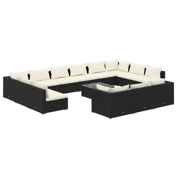vidaXL Garden Lounge Set Black, Cream