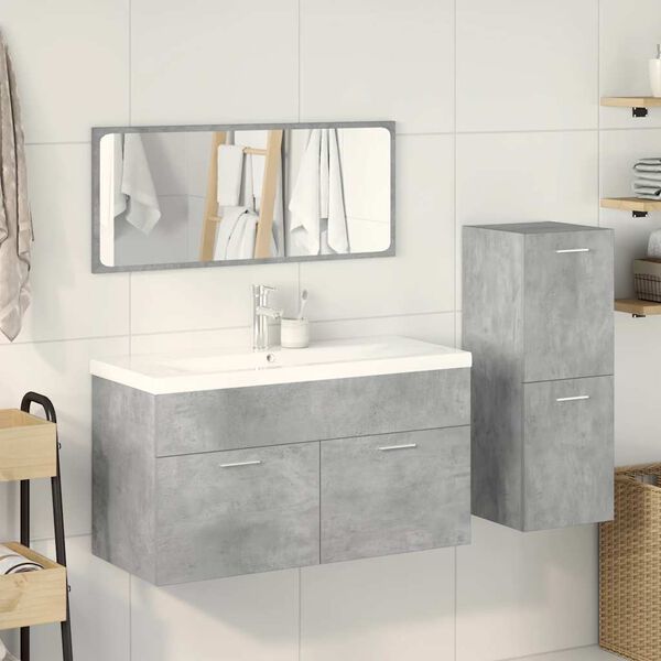 vidaXL Bathroom Furniture Set Concrete Grey, White