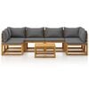 vidaXL Garden Lounge Set Natural wood, Dark grey cushions