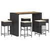 vidaXL Garden Bar Set Black PE rattan Large Removable Covers