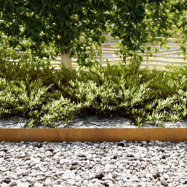 vidaXL Lawn Edging 10 pcs Brown 100 x 0.05 x 20 cm Weathering Steel