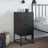 vidaXL Bedside Cabinet Black Steel Medium Bedside Cabinet Rectangular