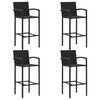 vidaXL Garden Bar Set Black PE rattan, powder-coated steel, tempered glass