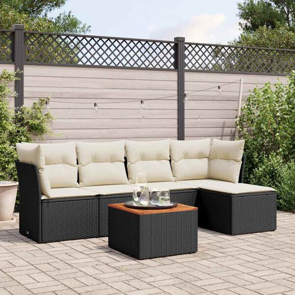 vidaXL Garden Sofa Set Black, Cream White