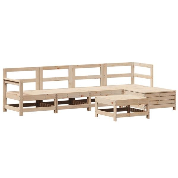 vidaXL Garden Sofa Set Natural Pine Solid Pine Wood Large Modular