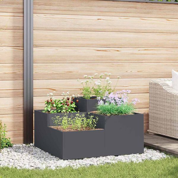 vidaXL Garden Planter Anthracite 100 x 100 x 48 cm Steel