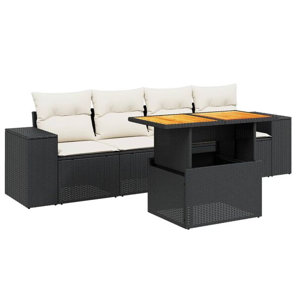 vidaXL Outdoor Sofa Set Black, Cream White