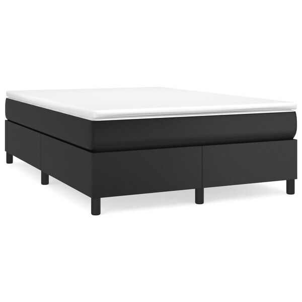 vidaXL Bed Frame Black Faux Leather, Plywood, Engineered Wood Queen