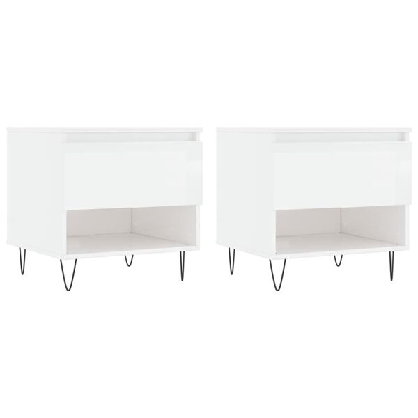 vidaXL Coffee Table Set of 2 High gloss white Engineered wood, metal