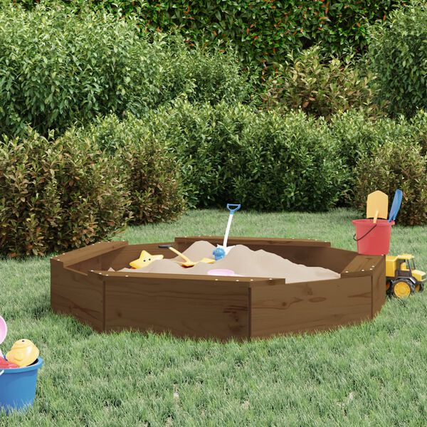 vidaXL Sandbox Honey brown Solid pine wood Medium Durable Sandbox