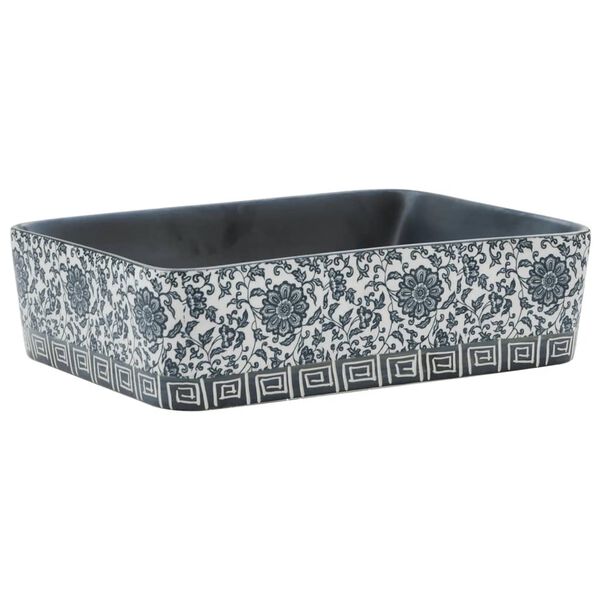 vidaXL Countertop Basin Black and Blue Rectangular 18.1x14.0x5.1" Ceramic