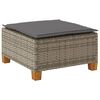 vidaXL Garden Stool Grey PE rattan, powder-coated steel, solid acacia wood