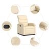 vidaXL Stand Up Recliner Chair Cream Fabric (100% polyester), metal, plywood