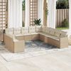 vidaXL Garden Sofa Set Beige PE Rattan, Powder-Coated Steel Large