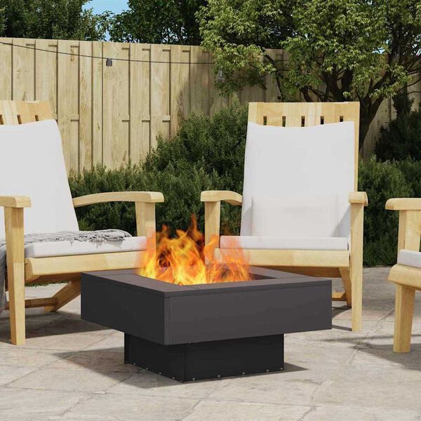 vidaXL Fire Pit Black 23.62 x 23.62 x 11.81 in Steel