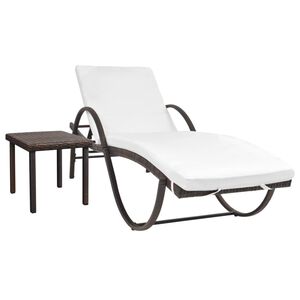 vidaXL Sun Lounger Set of 3 Brown PE rattan Standard Sun Lounger