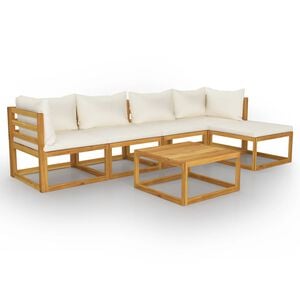 vidaXL Garden Lounge Set Cream, Brown Solid acacia wood, 100% polyester