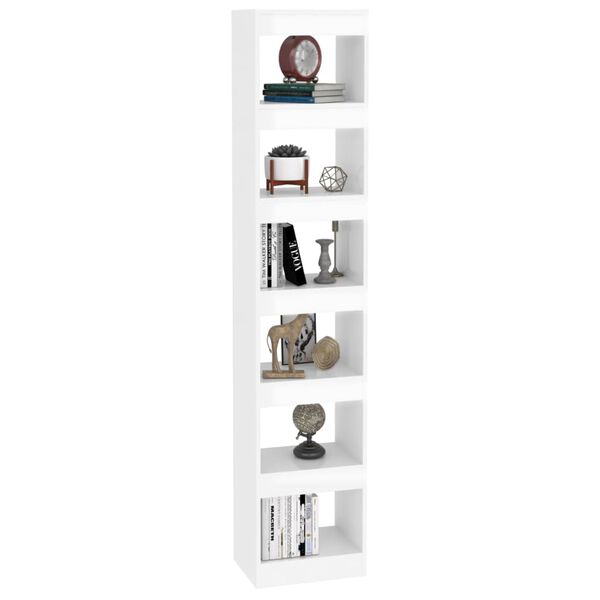 vidaXL Book Cabinet High gloss white Engineered wood Tall and slim