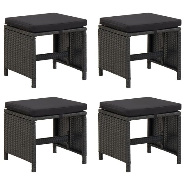 vidaXL Garden Stool Set of 4 Black
