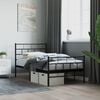 vidaXL Metal Bed Frame Black Powder-Coated Steel Twin Metal Bed Frame