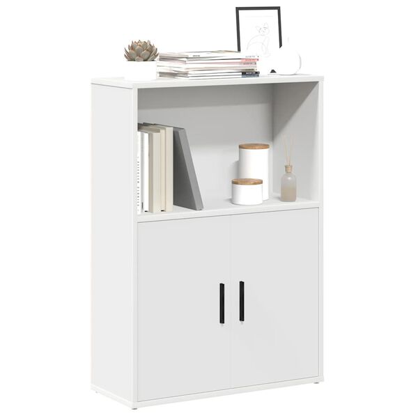 vidaXL Bookcase White Engineered Wood Compact Bookcase Rectangular