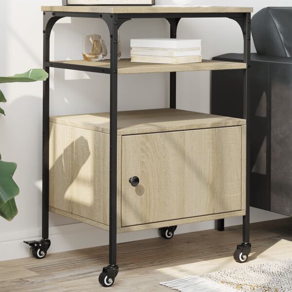 vidaXL Printer Stand 3-Tier Sonoma Oak 19.7"x15.7"x29.9" Engineered Wood