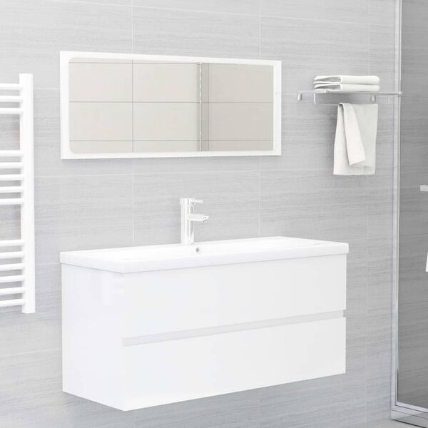 vidaXL Sink Cabinet High gloss white Engineered wood 39.4 x 15.2 x 17.7 in