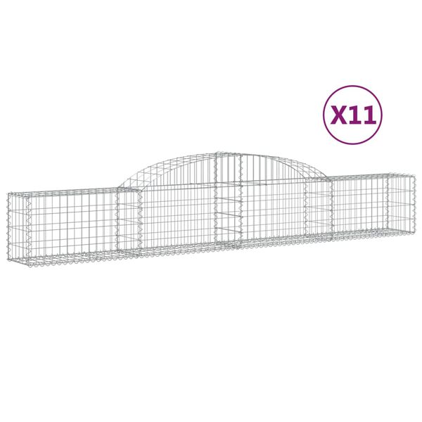 vidaXL Gabion Basket Set of 11 Silver Galvanized iron Extra Large