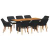 vidaXL Garden Dining Set with Cushion 9 pcs Black Poly Rattan