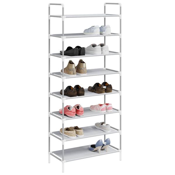vidaXL Shoe Rack Silver Metal, non-woven fabric (100% polyester), plastic