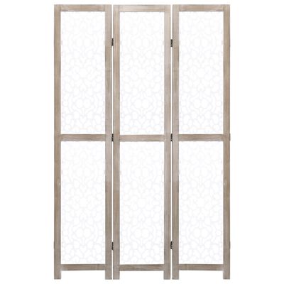 vidaXL 3-Panel Room Divider White 41.3"x65" Solid Wood