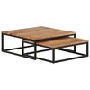 vidaXL Coffee Table Set of 2 Natural wood finish and black iron