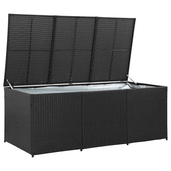 vidaXL Storage Chest Black Polyethylene Rattan Large Garden Storage Box