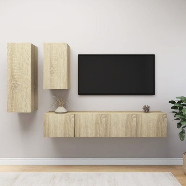 vidaXL TV Cabinet Set Set of 4 Sonoma Oak Engineered Wood Set of 4