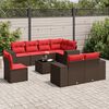 vidaXL 9 Piece Garden Sofa Set with Cushions Brown Poly Rattan
